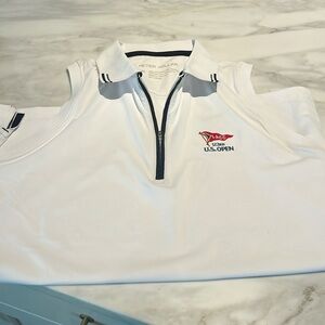Ladies, Peter Millar sleeveless performance polo. US open/size medium.